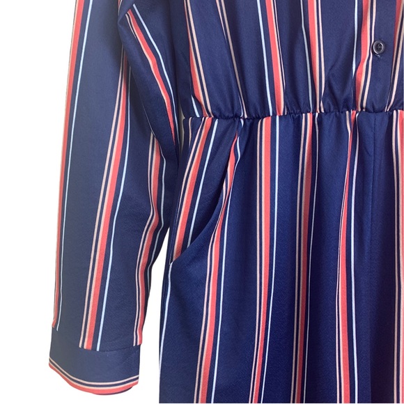 Women’s Long Sleeve London Striped Fitted One-Piece Costume Jumpsuit Size Large - Picture 5 of 16